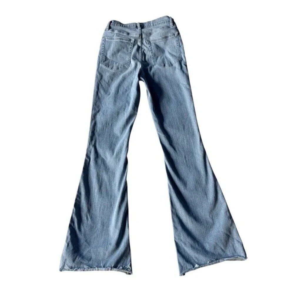 FRAME Le Easy High Waist Raw Hem Flare Jeans Wone's Sz 27 Wilson Raw After Wash